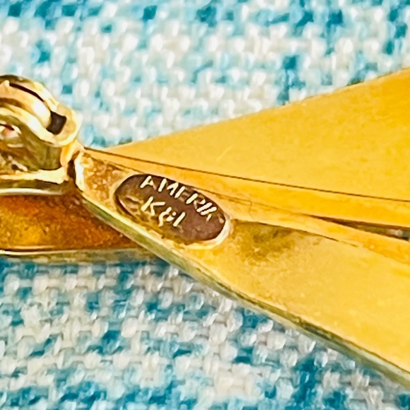 Amerik K&L Germany Art Deco Mid Century Modern Brooch Pin Gold Tone  2.5" - Picture 2 of 7